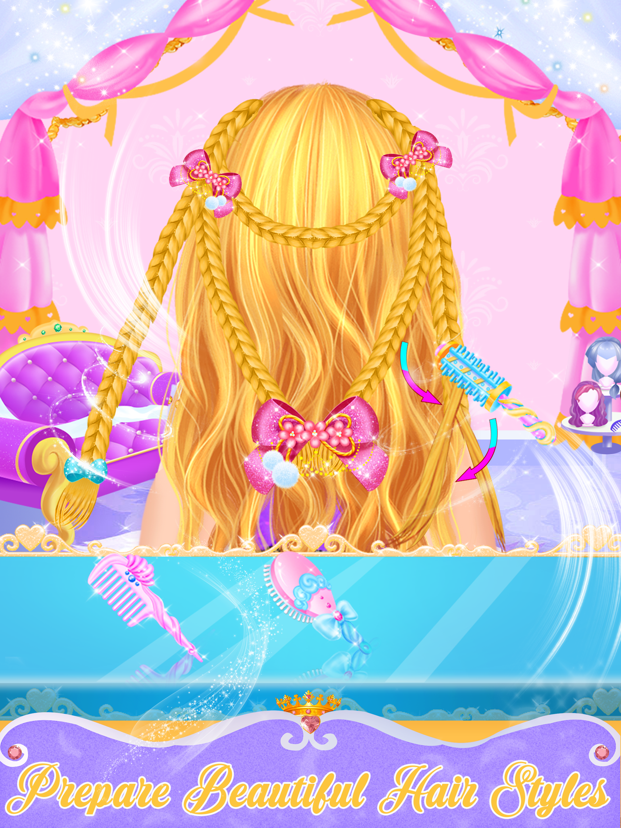 اسکرین شات 1 برنامه Princess Fashion Hair Stylist