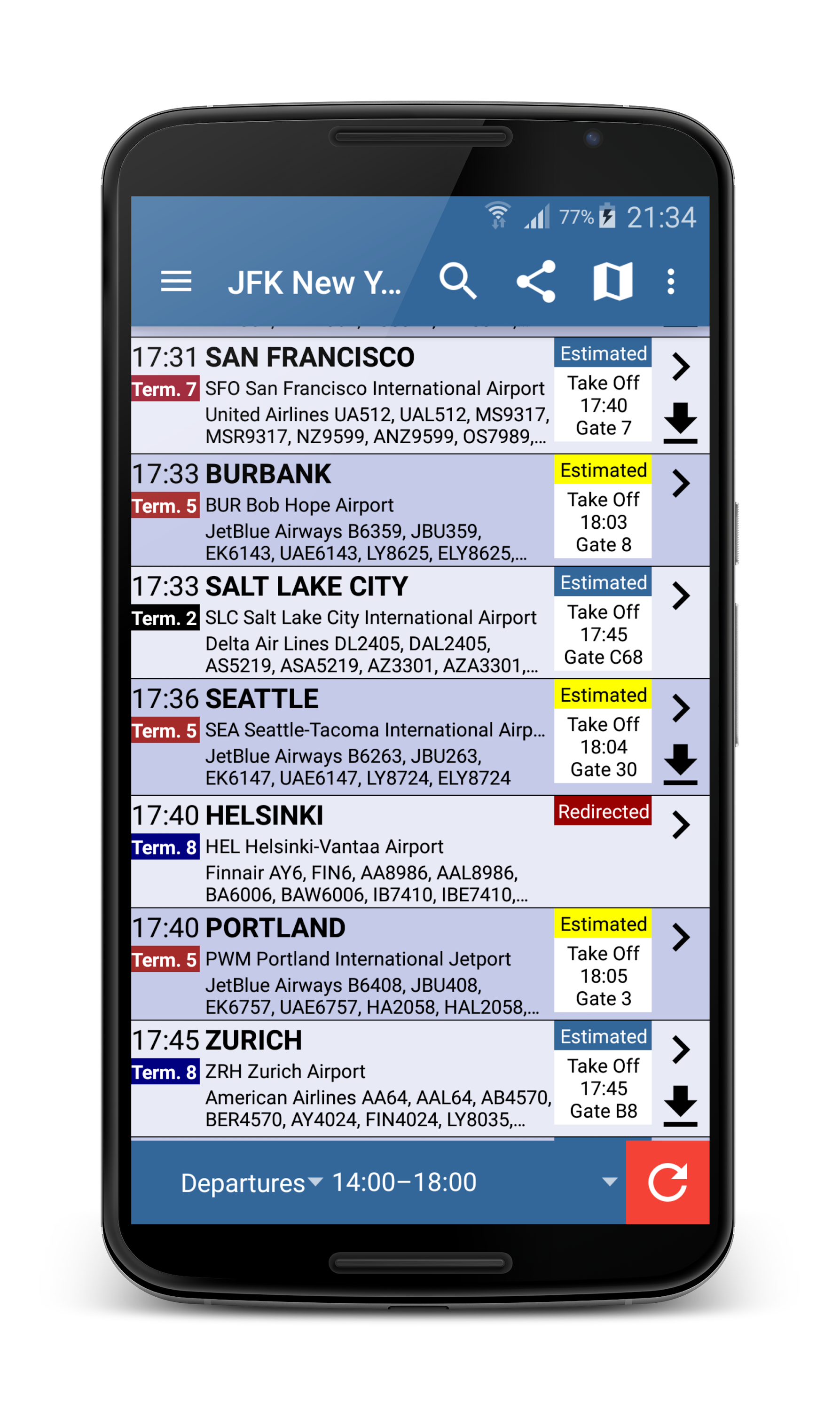 اسکرین شات 1 برنامه San Francisco Airport Flights