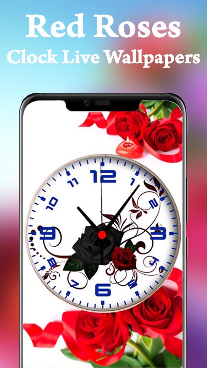 اسکرین شات 4 برنامه Rose Live Clock Wallpaper - Flower Clock on Screen