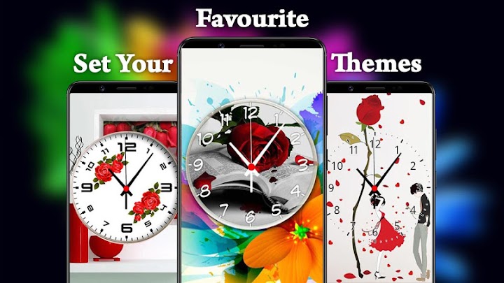 اسکرین شات 5 برنامه Rose Live Clock Wallpaper - Flower Clock on Screen