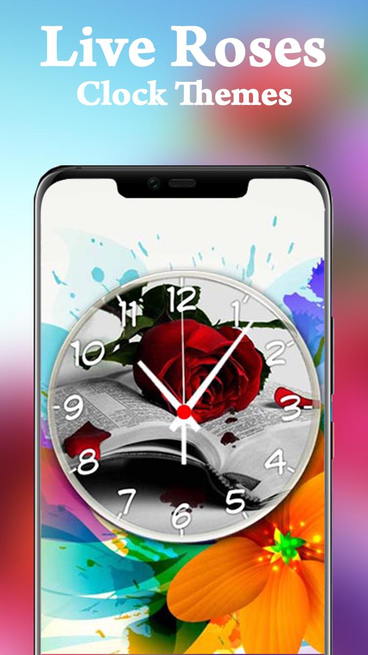 اسکرین شات 6 برنامه Rose Live Clock Wallpaper - Flower Clock on Screen
