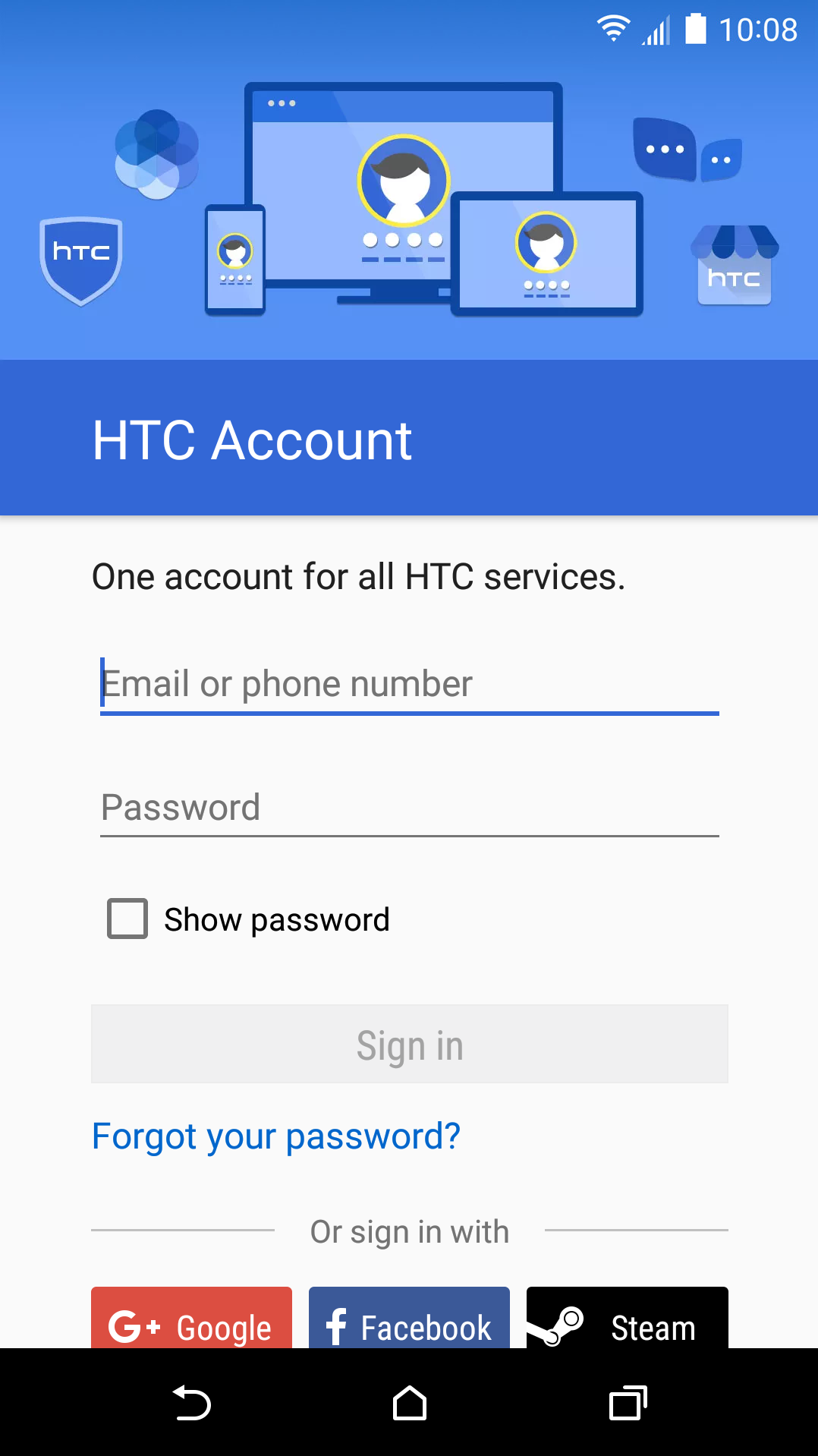 اسکرین شات 1 برنامه HTC Account—Services Sign-in
