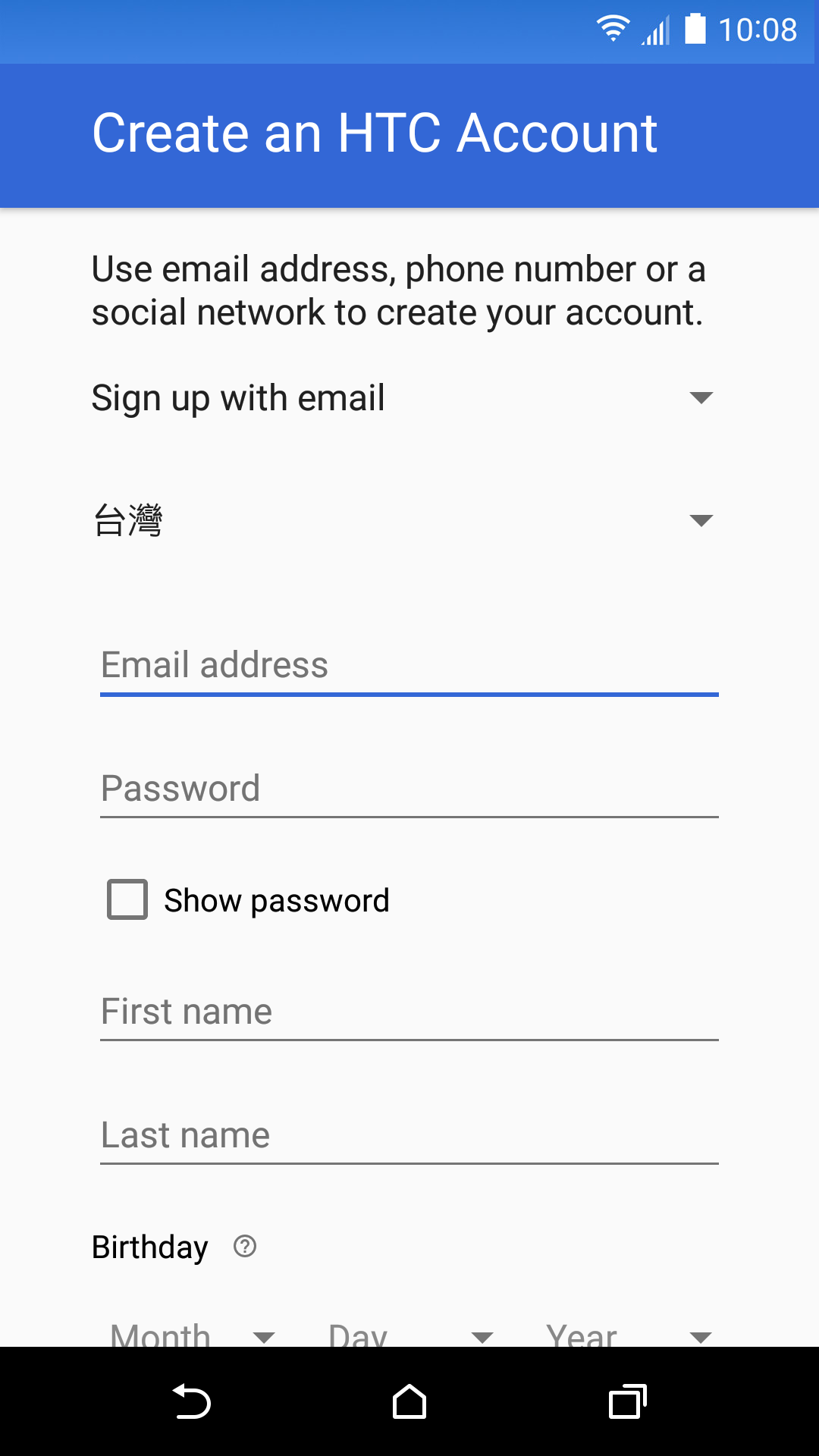 اسکرین شات 4 برنامه HTC Account—Services Sign-in
