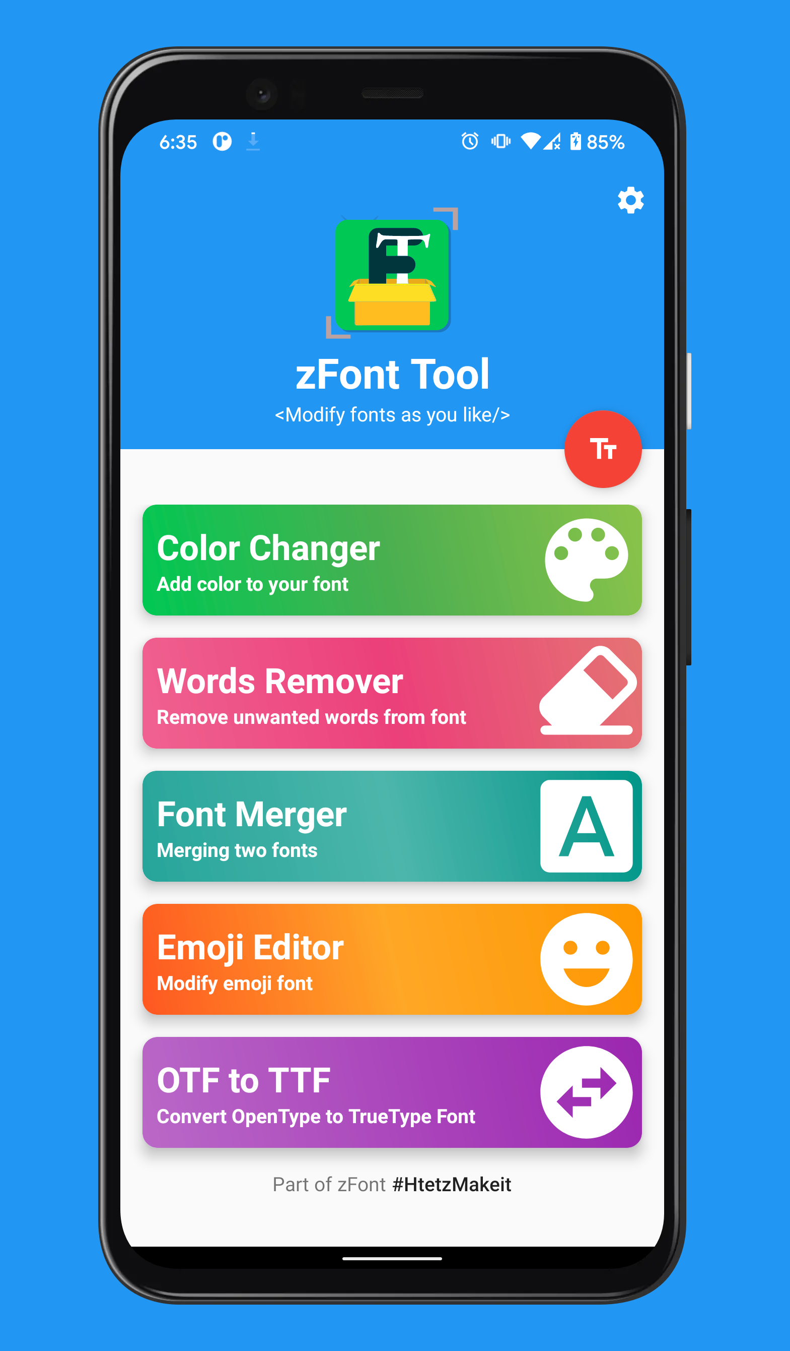 اسکرین شات 1 برنامه zFont Tool - Android Font Tool