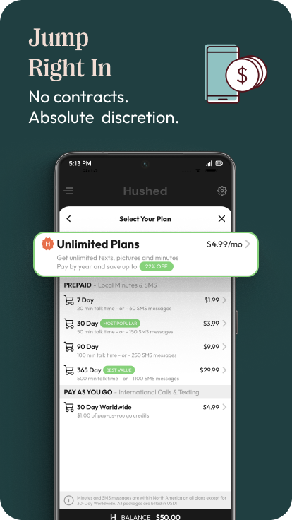 اسکرین شات 4 برنامه Hushed: US Second Phone Number
