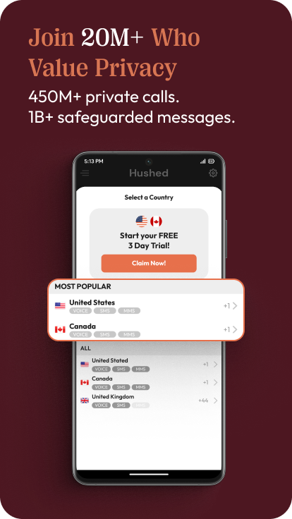 اسکرین شات 2 برنامه Hushed: US Second Phone Number