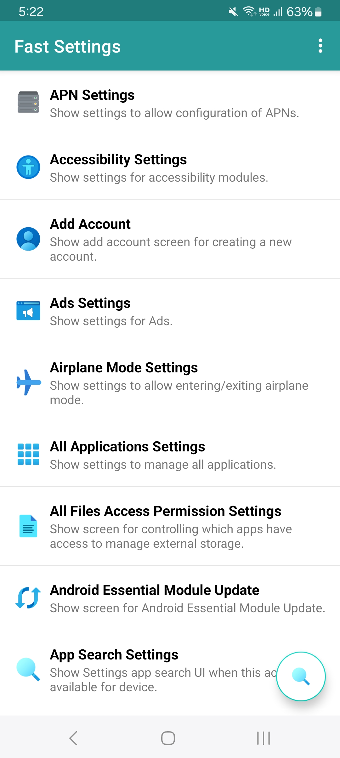 اسکرین شات 1 برنامه Fast Settings