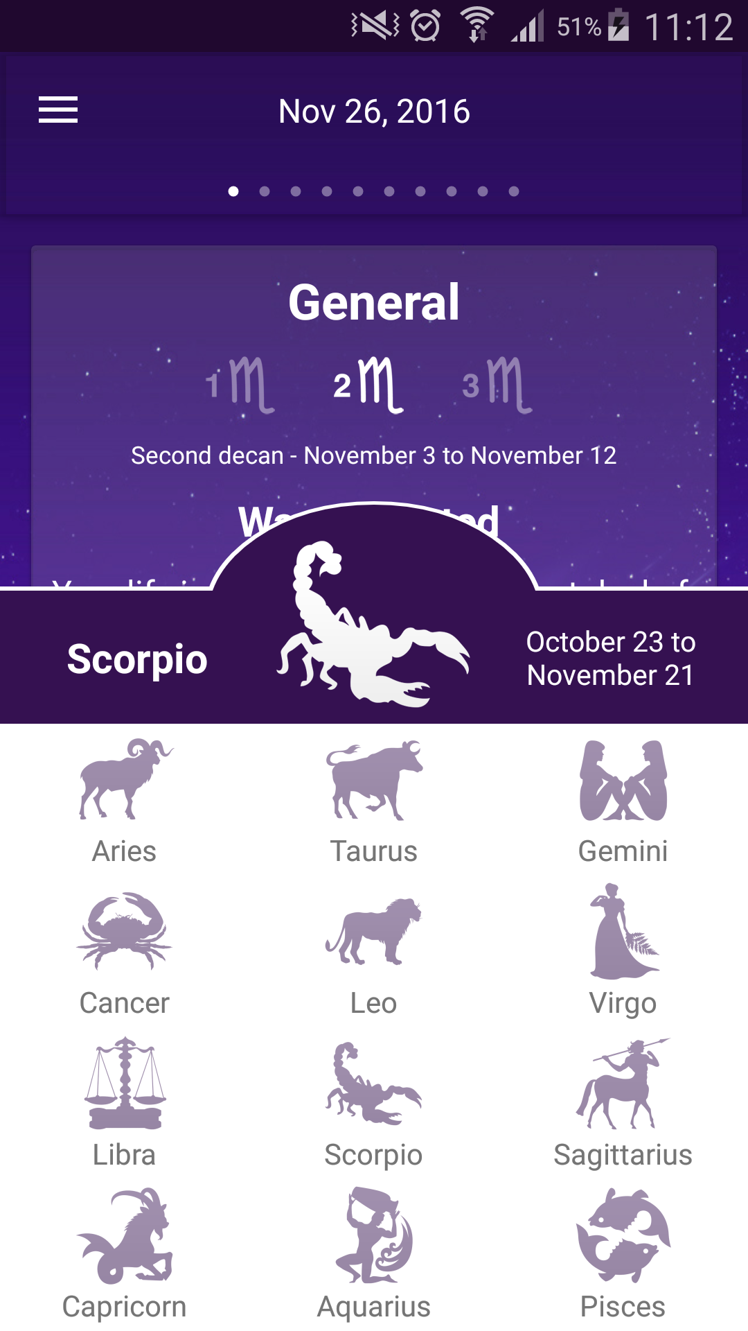 اسکرین شات 1 برنامه My daily horoscope PRO