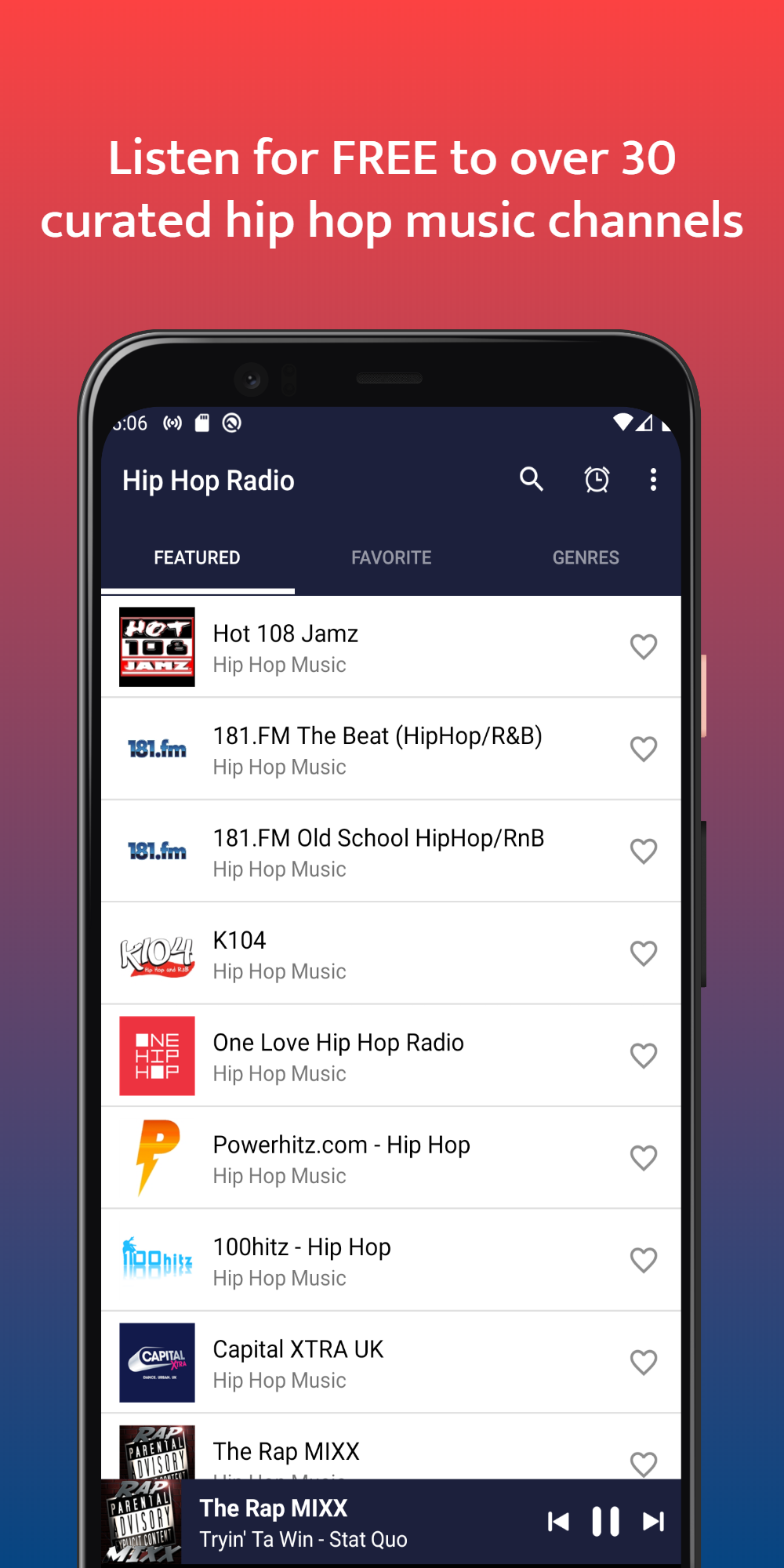 اسکرین شات 1 برنامه HIP HOP RADIO - Rap, R&B Music