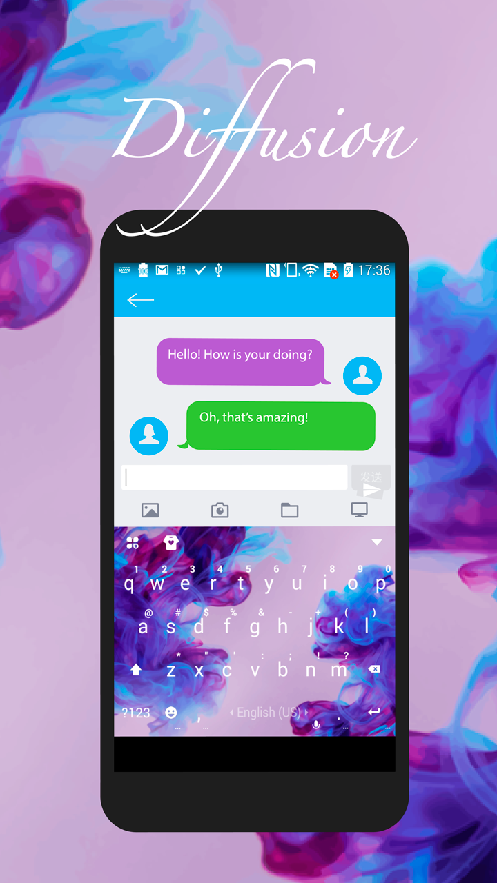 اسکرین شات 1 برنامه Diffusion Purple Keyboard Them