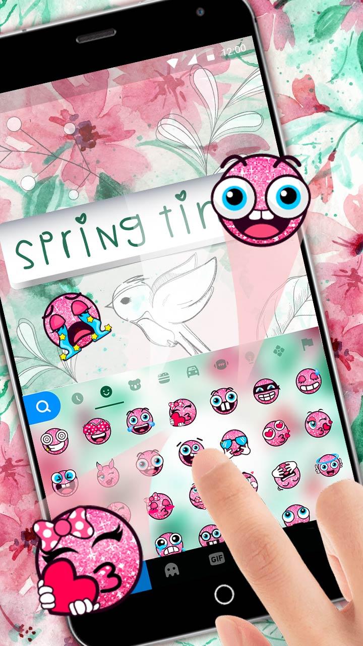 اسکرین شات 1 برنامه Springtime Flowers Keyboard Th