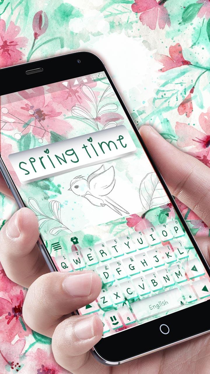 اسکرین شات 2 برنامه Springtime Flowers Keyboard Th