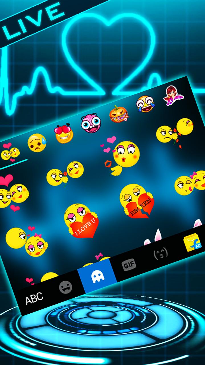اسکرین شات 3 برنامه Animated Neon Heart Keyboard Theme