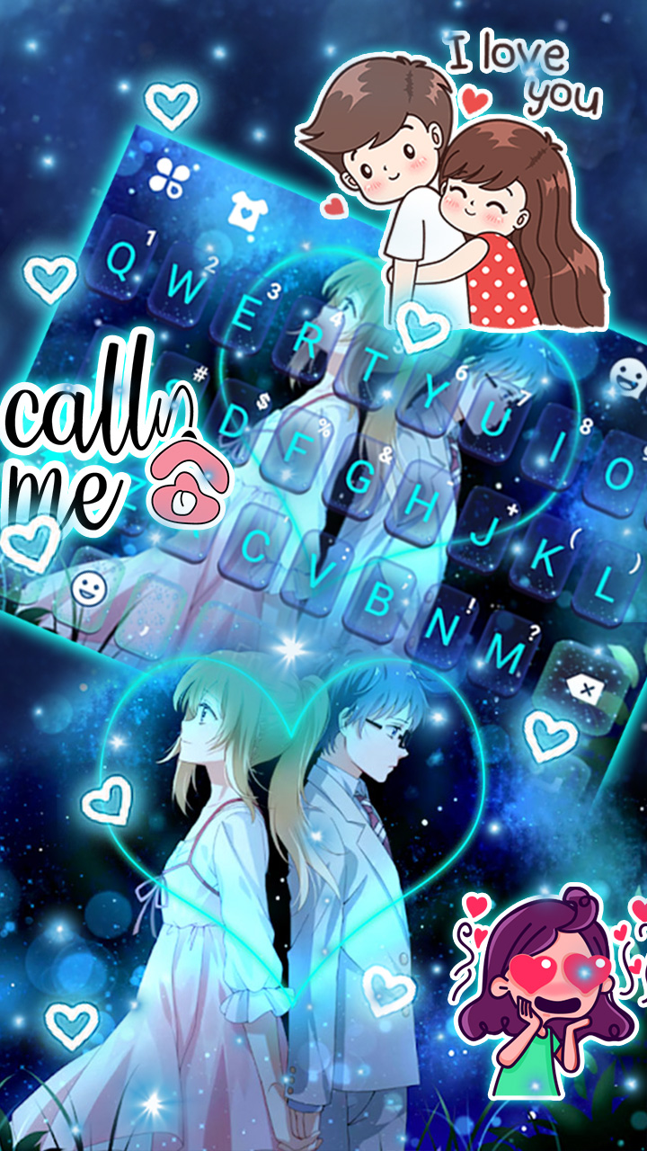 اسکرین شات 2 برنامه Anime Cute Love Keyboard Theme