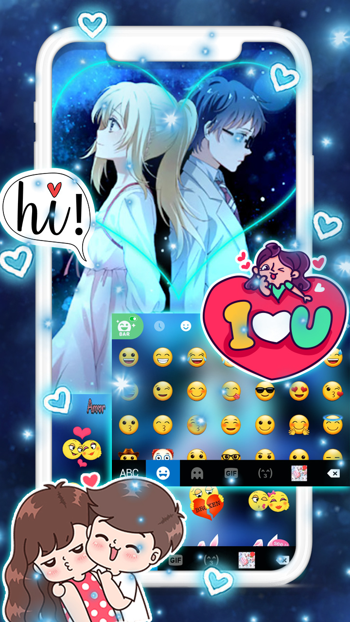 اسکرین شات 4 برنامه Anime Cute Love Keyboard Theme