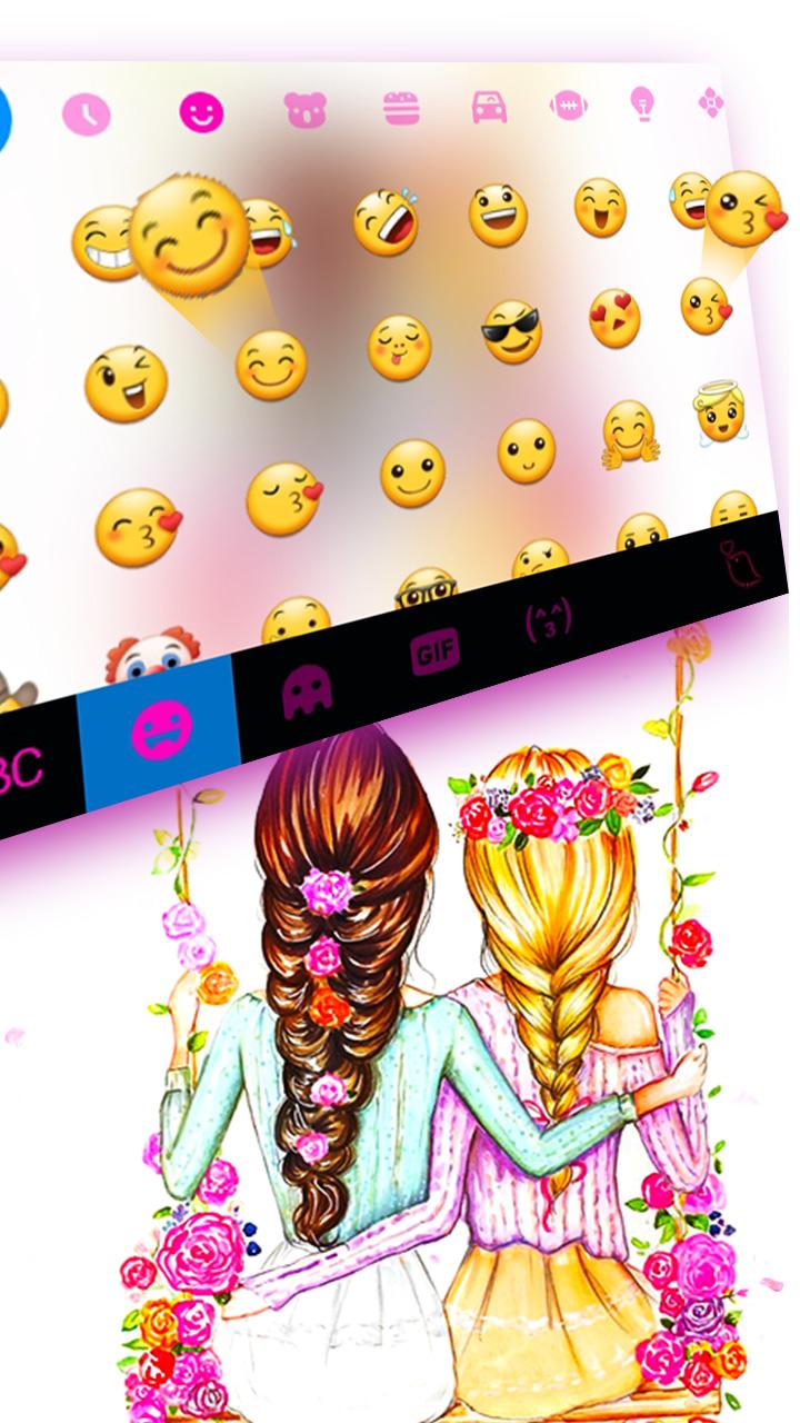 اسکرین شات 3 برنامه Best Friends Floral Keyboard Theme