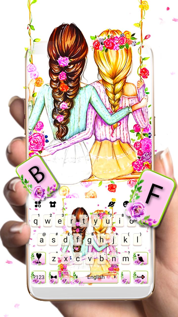 اسکرین شات 1 برنامه Best Friends Floral Keyboard Theme