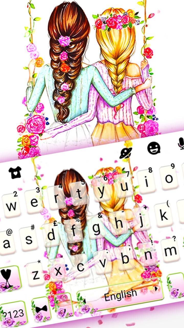 اسکرین شات 2 برنامه Best Friends Floral Keyboard Theme