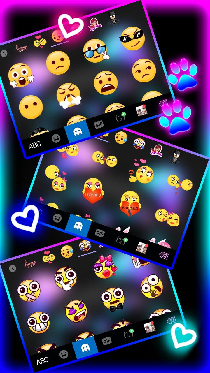 اسکرین شات 4 برنامه Cute Black Neon Kitty Keyboard Theme