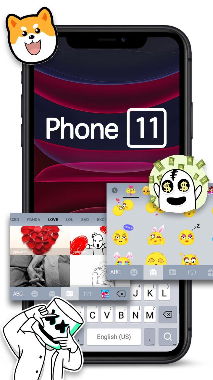 اسکرین شات 4 برنامه Black Phone 11 Keyboard Theme