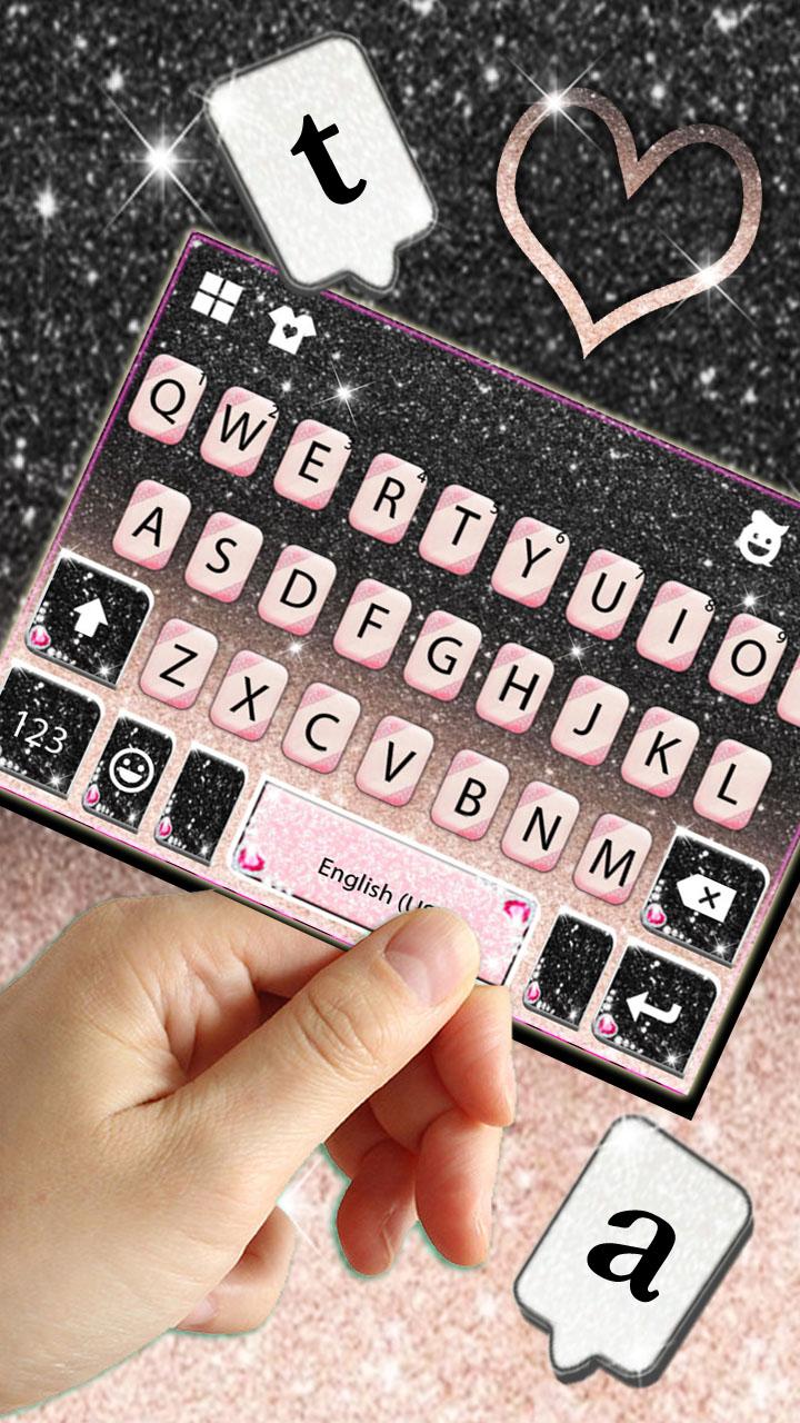 اسکرین شات 2 برنامه Black Pink Glitter Keyboard Theme