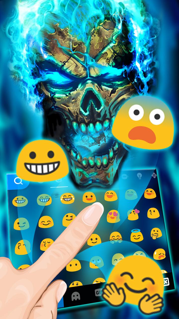 اسکرین شات 2 برنامه Blue Flame Skull Keyboard Theme
