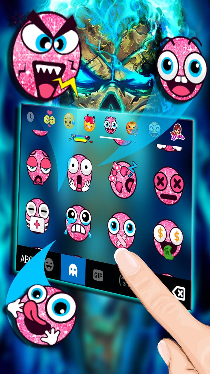 اسکرین شات 4 برنامه Blue Flame Skull Keyboard Theme