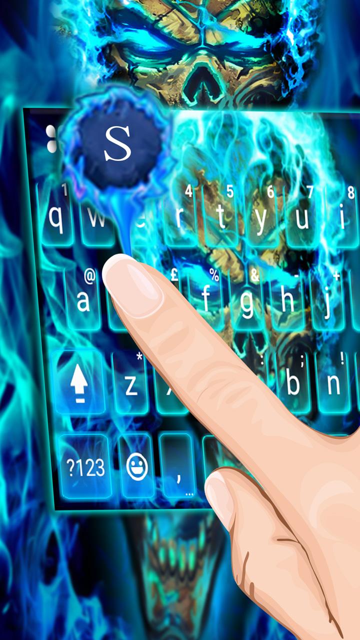اسکرین شات 3 برنامه Blue Flame Skull Keyboard Theme
