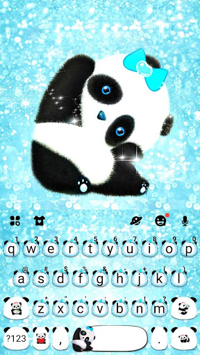 اسکرین شات 5 برنامه Blue Glitter Baby Panda Keyboard Theme