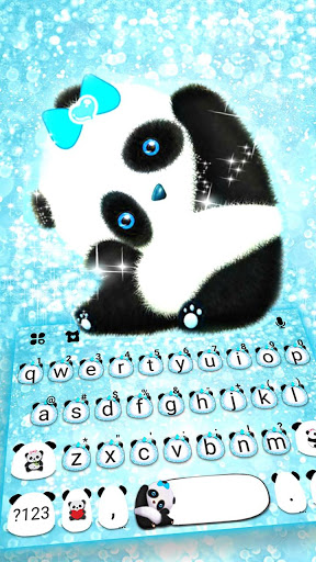اسکرین شات 1 برنامه Blue Glitter Baby Panda Keyboard Theme