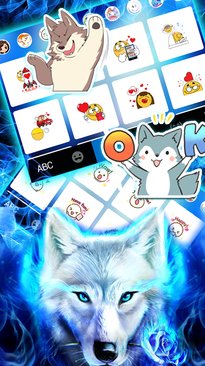 اسکرین شات 4 برنامه Blue Night Wolf Keyboard Theme