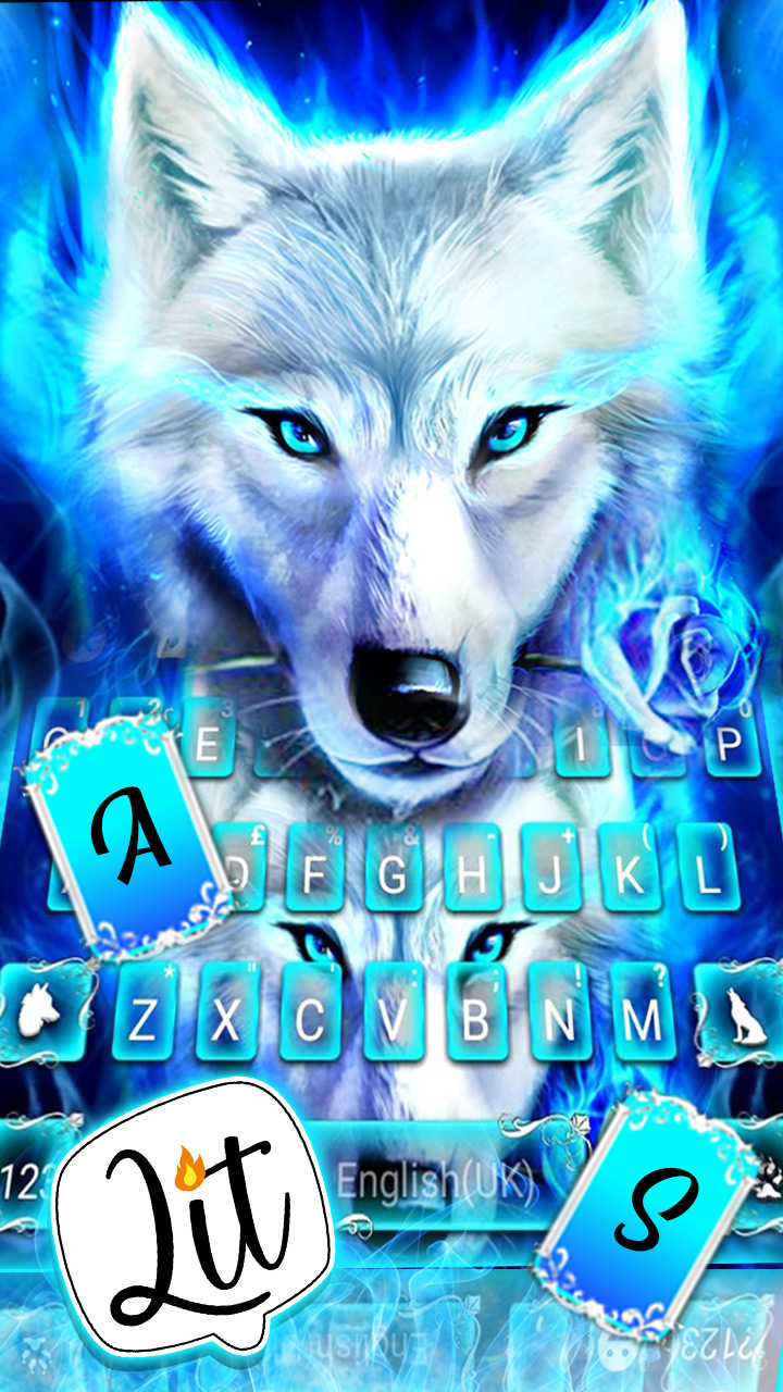 اسکرین شات 1 برنامه Blue Night Wolf Keyboard Theme