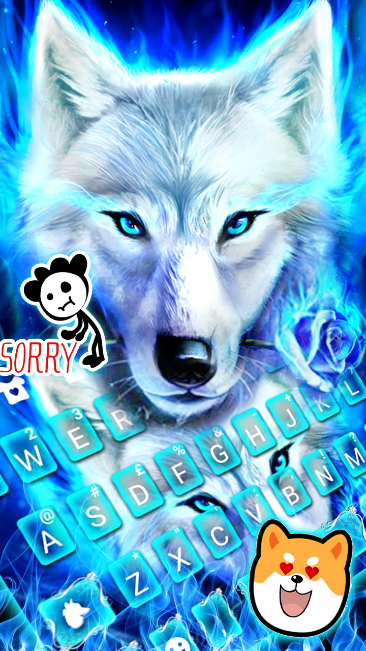اسکرین شات 3 برنامه Blue Night Wolf Keyboard Theme