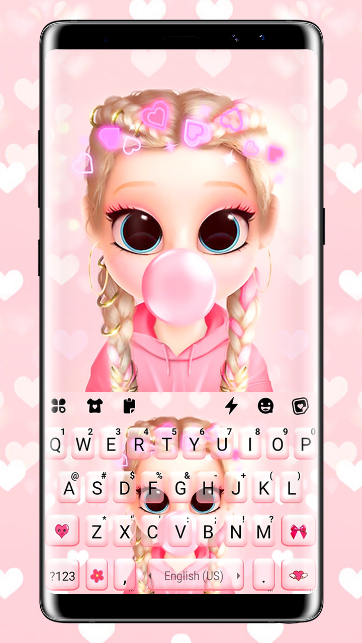 اسکرین شات 1 برنامه Bubble Gum Doll Keyboard Background