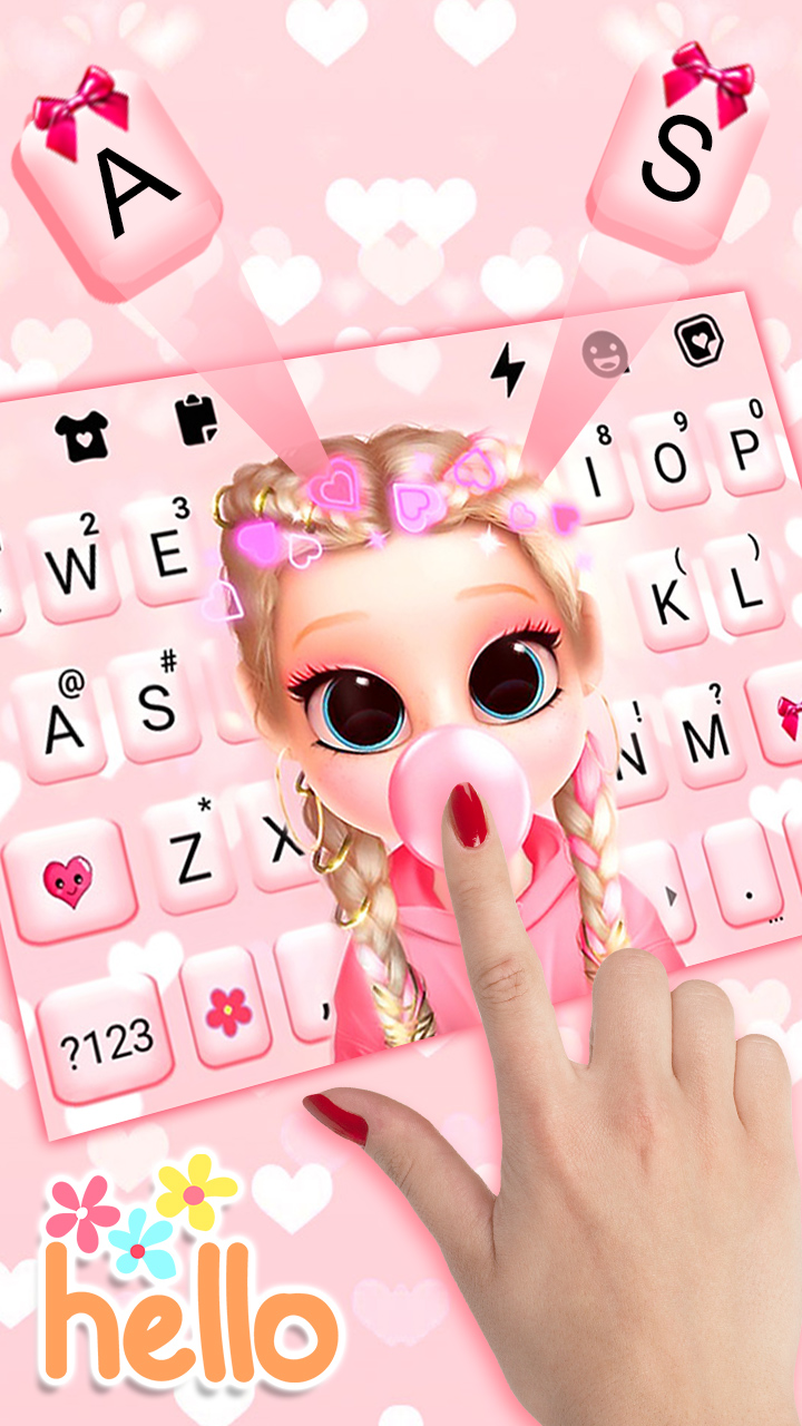 اسکرین شات 2 برنامه Bubble Gum Doll Keyboard Background