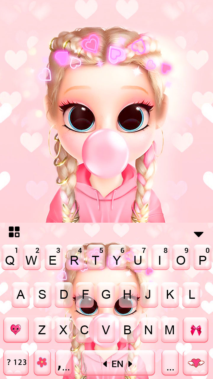 اسکرین شات 5 برنامه Bubble Gum Doll Keyboard Background