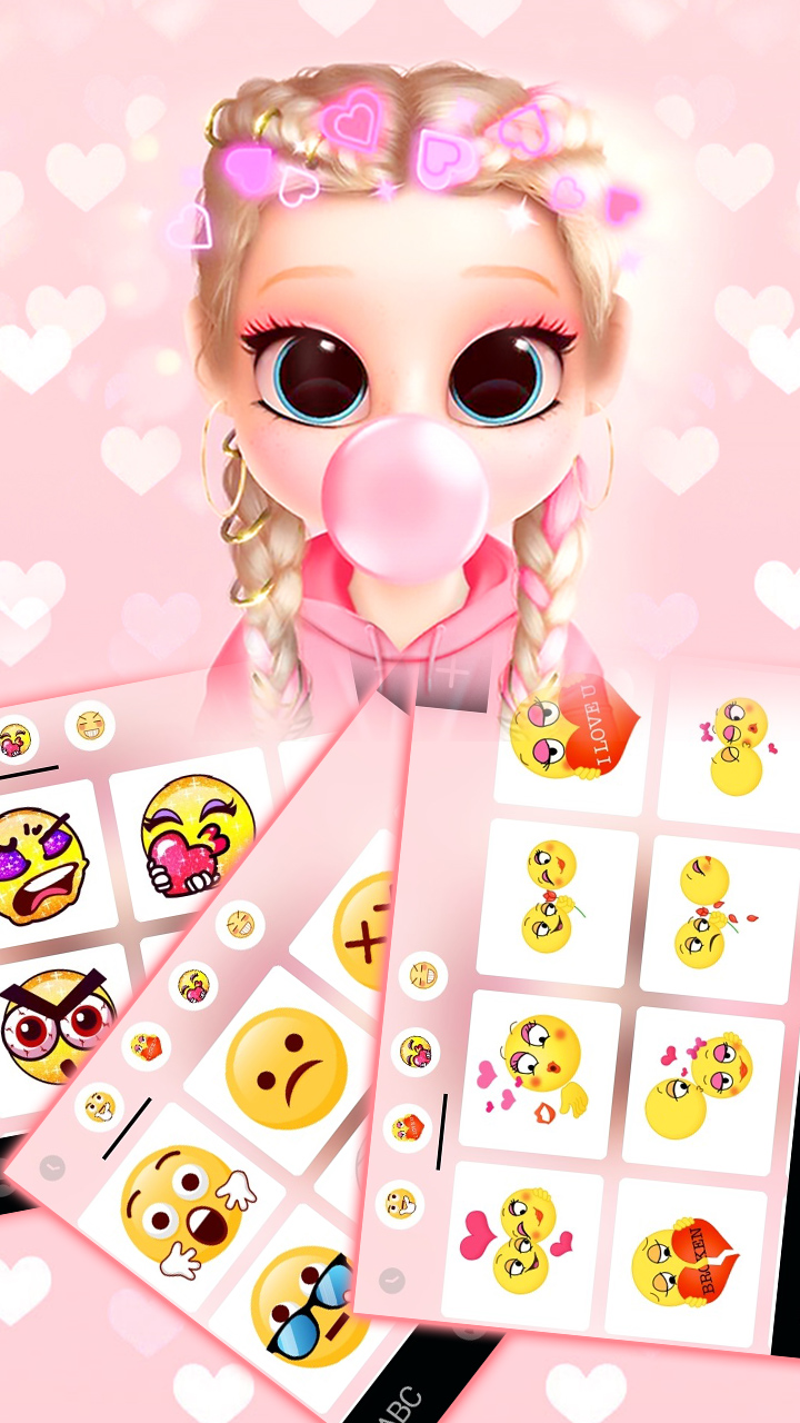 اسکرین شات 4 برنامه Bubble Gum Doll Keyboard Background