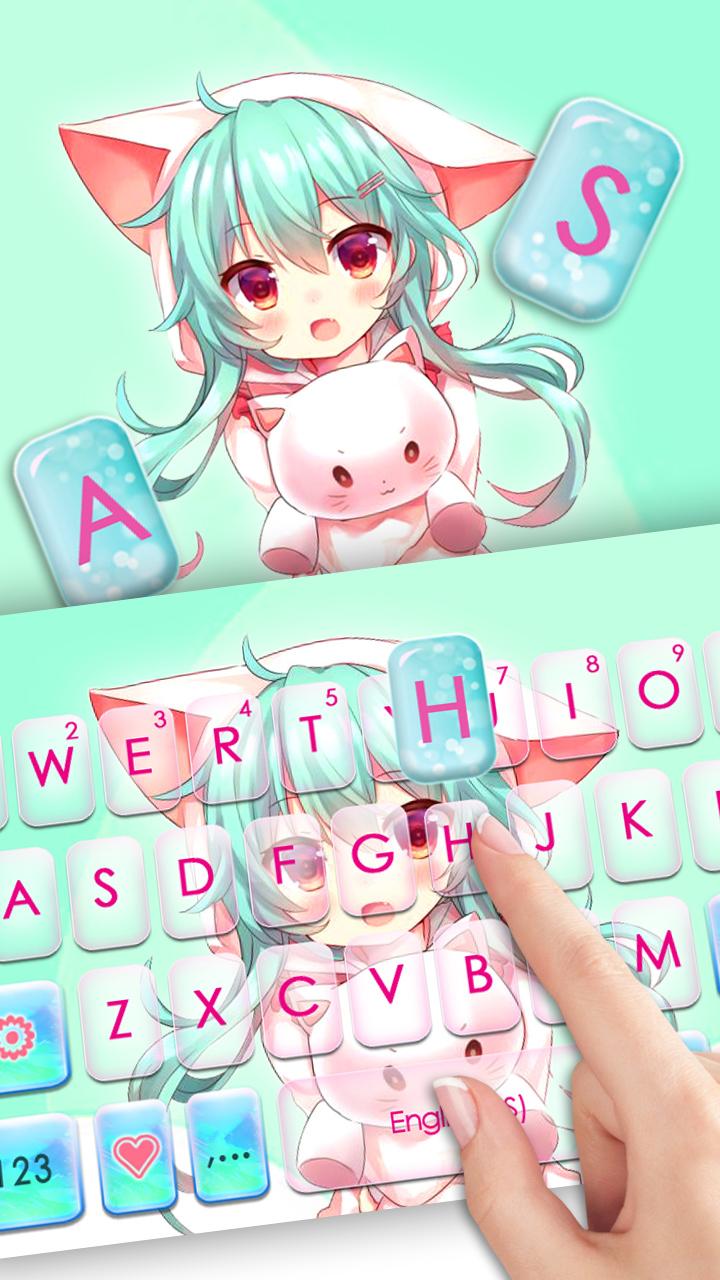 اسکرین شات 2 برنامه Cat Girl Keyboard Theme