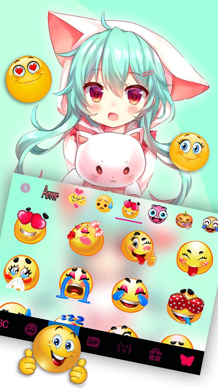 اسکرین شات 3 برنامه Cat Girl Keyboard Theme