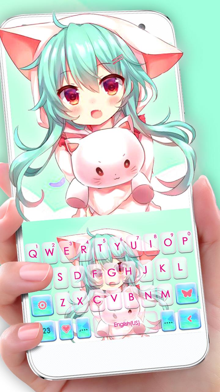 اسکرین شات 1 برنامه Cat Girl Keyboard Theme
