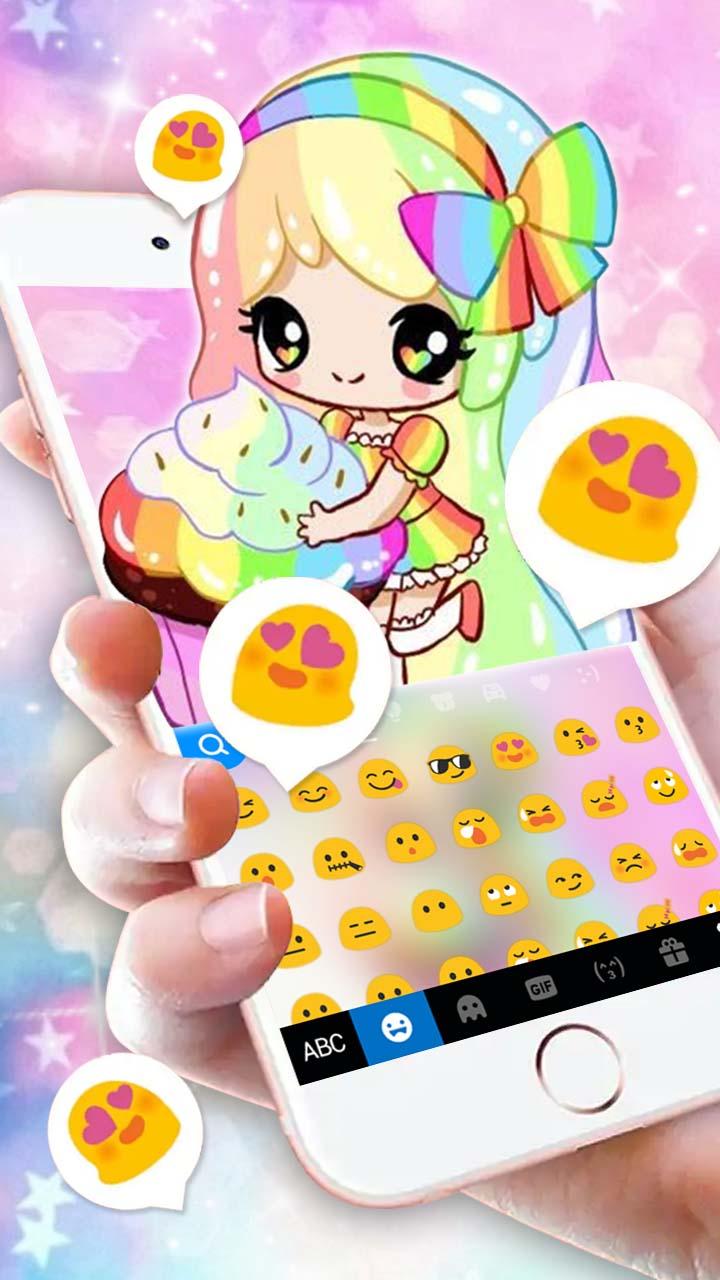 اسکرین شات 3 برنامه Colorful Cupcake Girl Keyboard Theme
