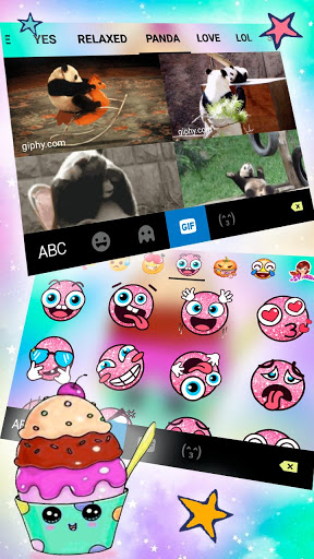 اسکرین شات 4 برنامه Colorful Galaxy Cupcake Keyboard Theme