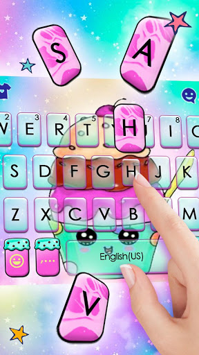 اسکرین شات 2 برنامه Colorful Galaxy Cupcake Keyboard Theme