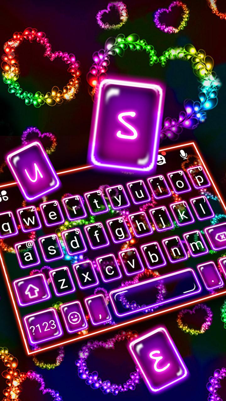 اسکرین شات 1 برنامه Colorful Hearts Keyboard Theme