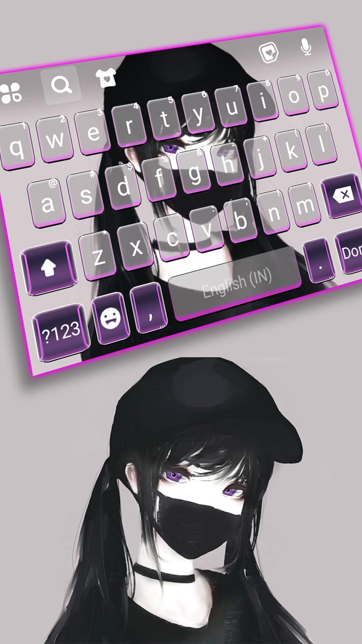 اسکرین شات 1 برنامه Cool Girl Mask Keyboard Background
