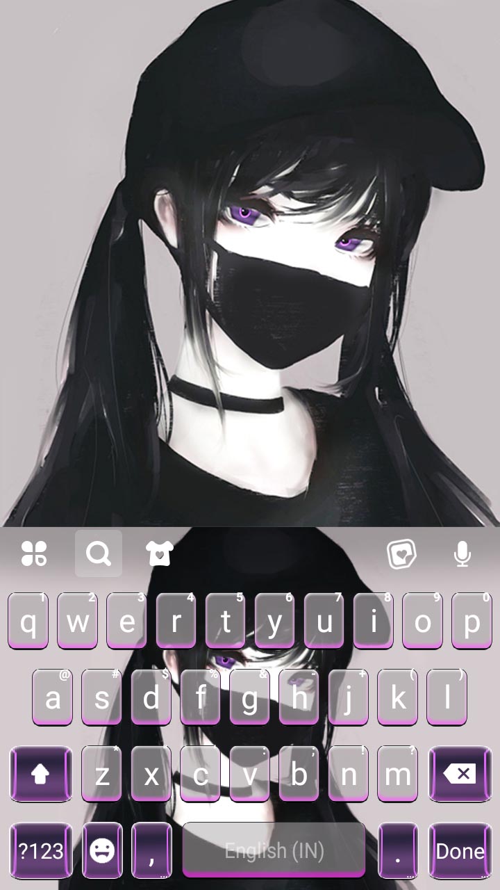 اسکرین شات 5 برنامه Cool Girl Mask Keyboard Background