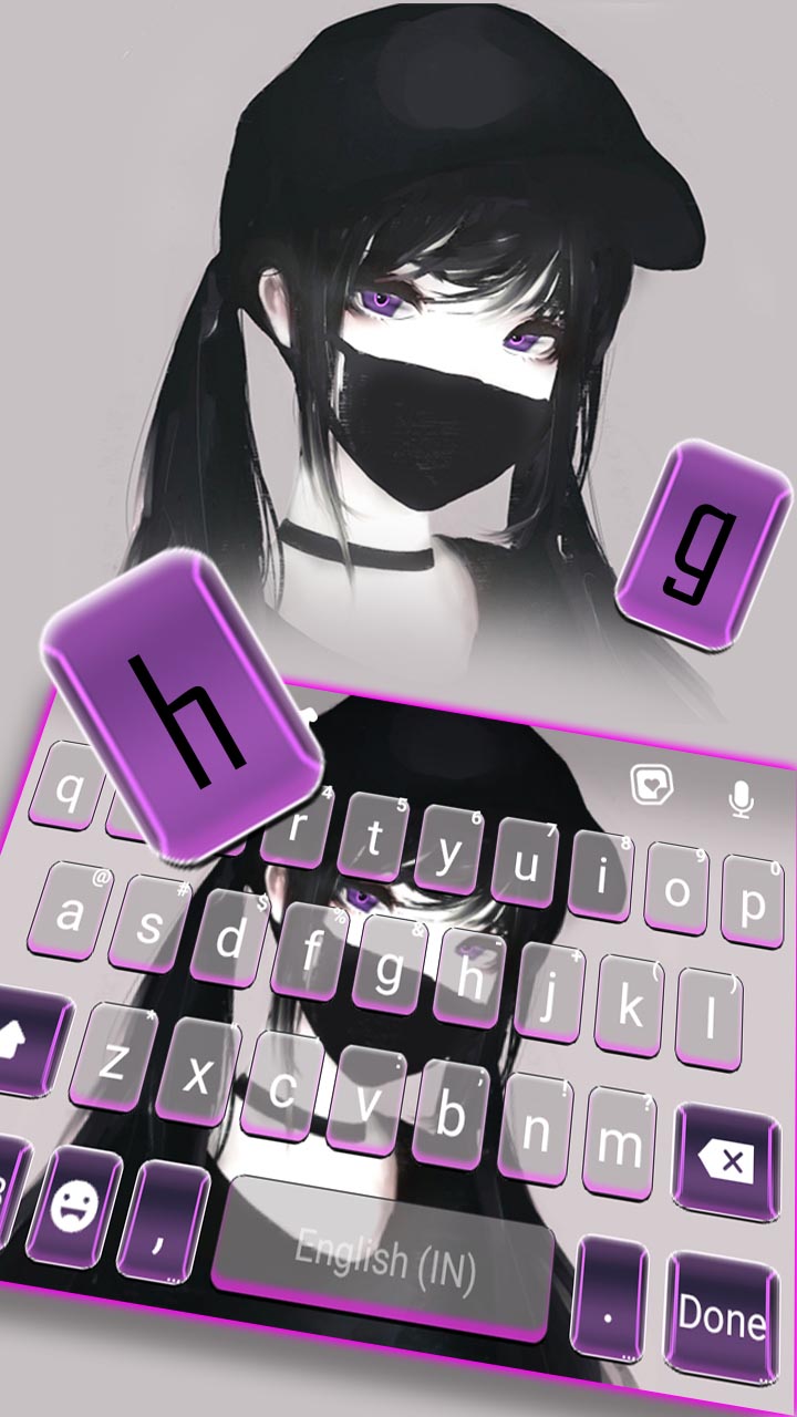 اسکرین شات 2 برنامه Cool Girl Mask Keyboard Background