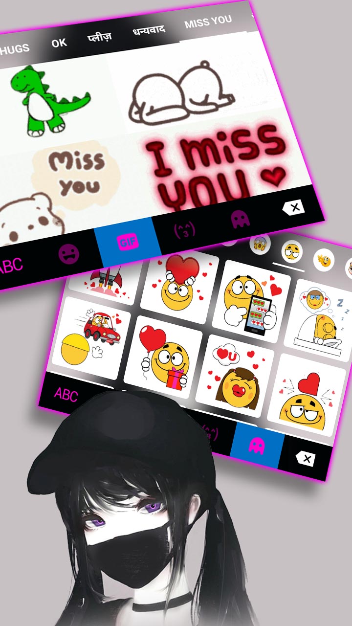 اسکرین شات 4 برنامه Cool Girl Mask Keyboard Background
