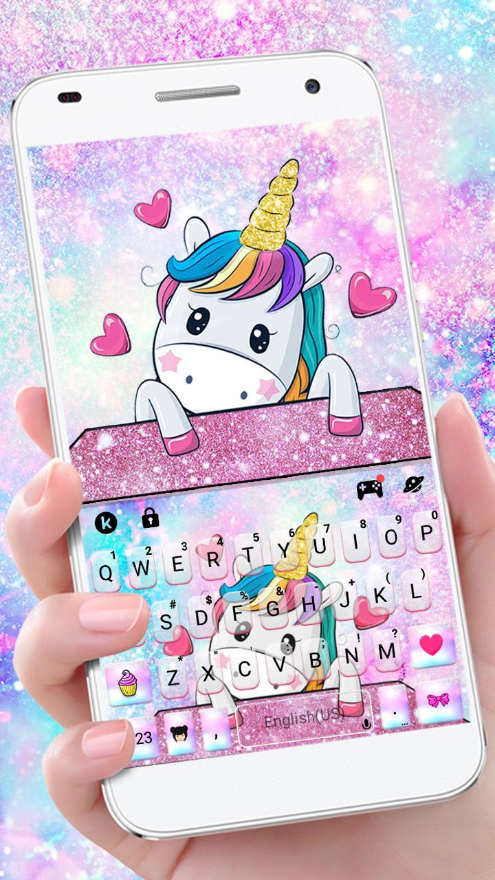 اسکرین شات 1 برنامه Cute Dreamy Unicorn Keyboard Background