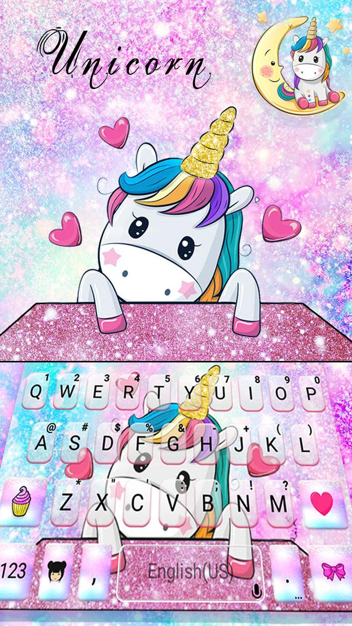 اسکرین شات 2 برنامه Cute Dreamy Unicorn Keyboard Background